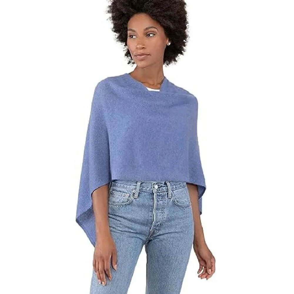 100% Cashmere Poncho Wrap One Size Fits Most Draped Dress Topper